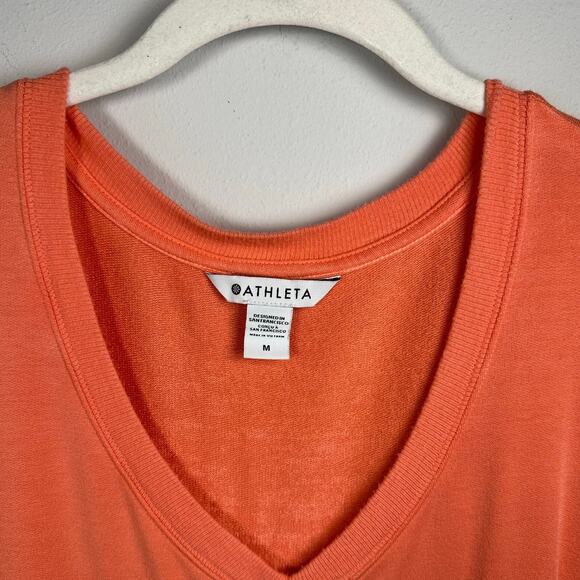 Athleta Orange V Neck Long Sleeve Shirt Women's Medium - Picture 3 of 6